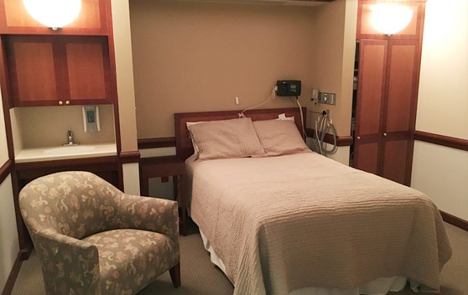 bedroom in the sleep lab for an overnight sleep study in Greenwich, CT